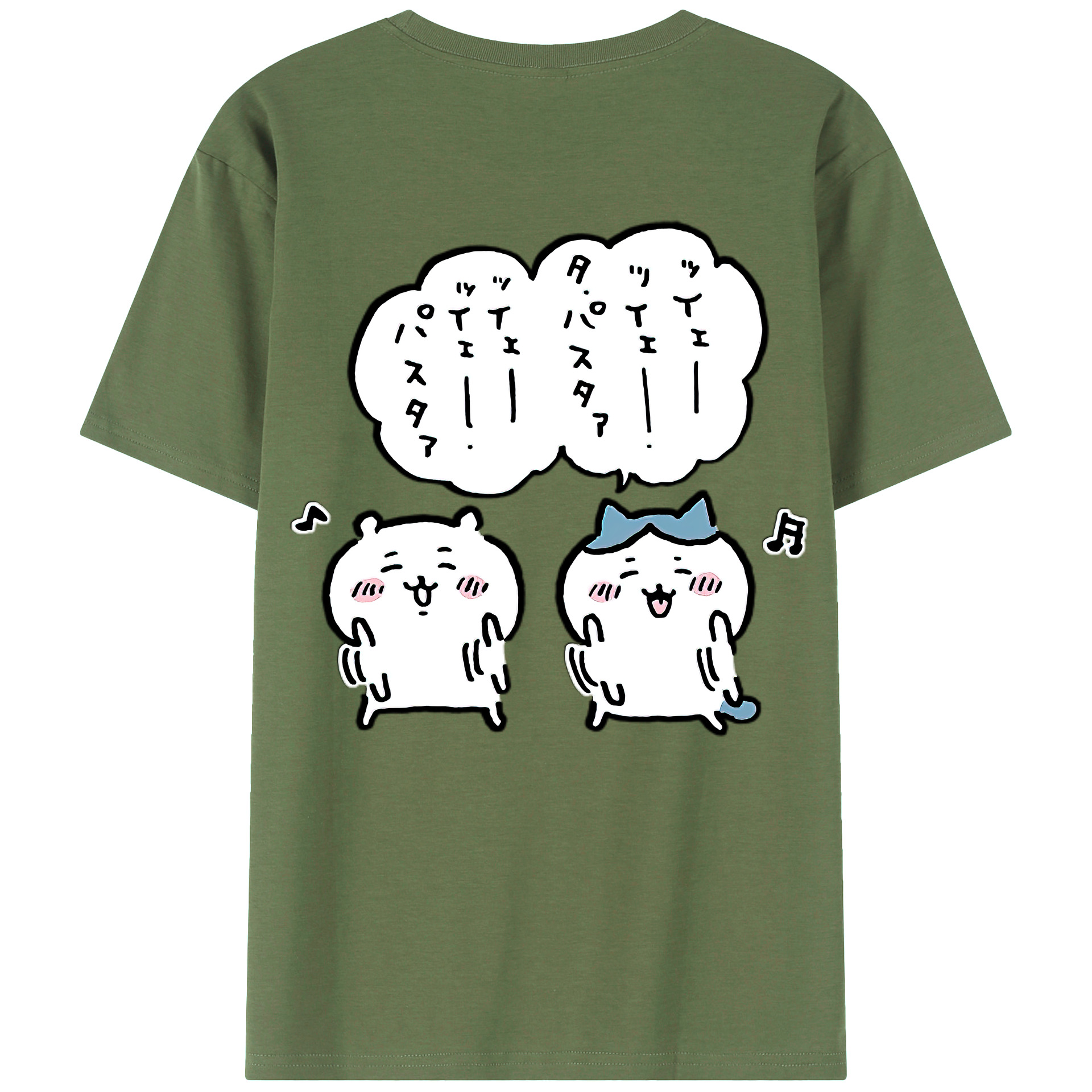 （画像用） ちいかわ ハチワレ Chii-kawa hachiware 綿100％ メンズ半袖Tシャツ（バックプリント） 通気性